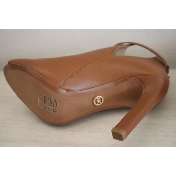 Michael Kors Women's Sz 7M Brown Lawson Open Toe Leather Stiletto Booties - Picture 5 of 12